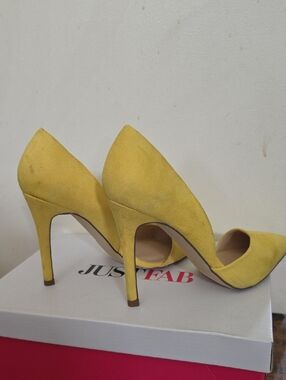JustFab Yellow Suede Pointed-Toe Stiletto Pumps